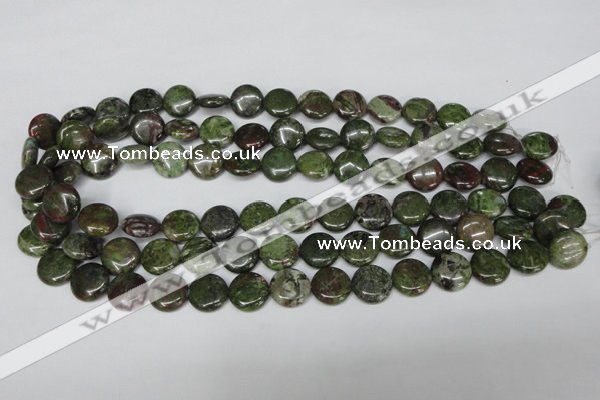 CBG36 15.5 inches 16mm flat round bronze green gemstone beads