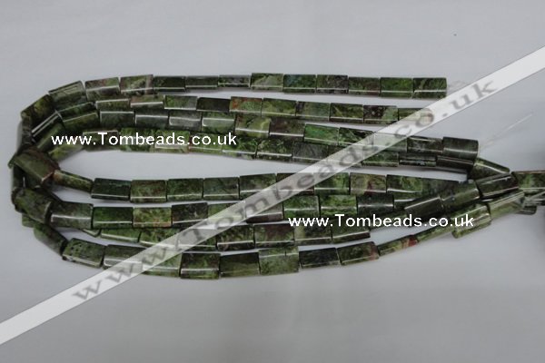 CBG50 15.5 inches 10*14mm flat tube bronze green gemstone beads