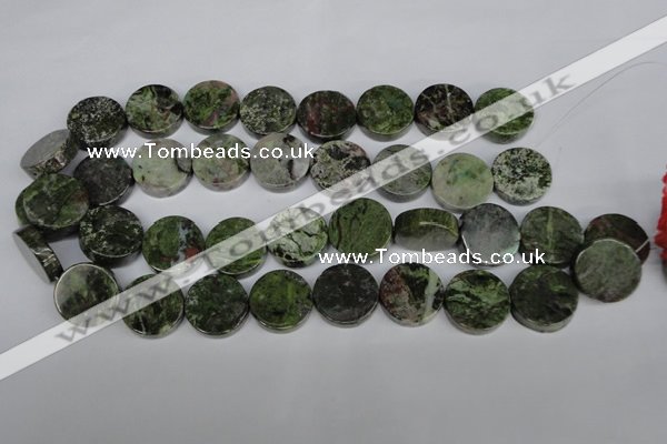 CBG61 15.5 inches 18mm coin bronze green gemstone beads