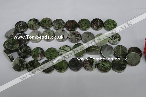 CBG62 15.5 inches 20mm coin bronze green gemstone beads