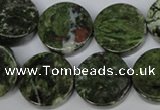 CBG63 15.5 inches 22mm coin bronze green gemstone beads