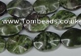 CBG65 15.5 inches 13*18mm wavy oval bronze green gemstone beads