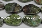 CBG67 15.5 inches 18*25mm wavy teardrop bronze green gemstone beads