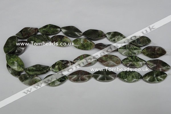 CBG71 15.5 inches 15*30mm wavy marquise bronze green gemstone beads