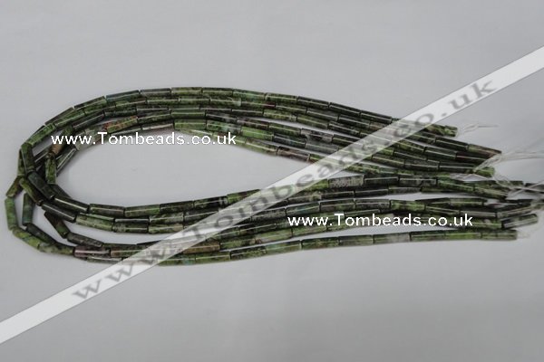 CBG75 15.5 inches 4*14mm tube bronze green gemstone beads