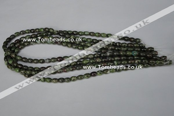 CBG78 15.5 inches 6*7mm rice bronze green gemstone beads