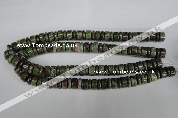 CBG80 15.5 inches 5*14mm & 7*14mm rondelle bronze green gemstone beads