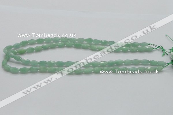 CBJ12 15.5 inches 6*10mm faceted rice jade beads wholesale