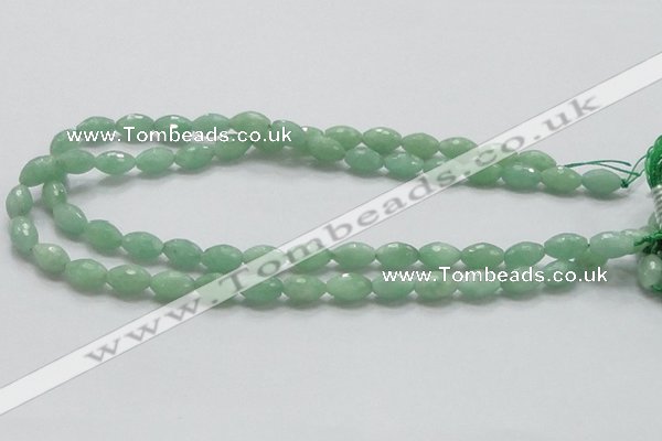 CBJ14 15.5 inches 8*12mm faceted rice jade beads wholesale