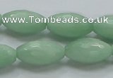 CBJ16 15.5 inches 12*22mm faceted rice jade beads wholesale