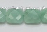 CBJ34 15.5 inches 20*20mm faceted square jade beads wholesale