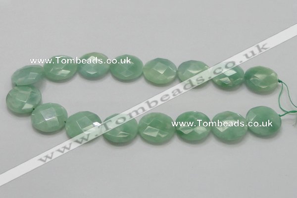 CBJ39 15.5 inches 25mm faceted flat round jade beads wholesale