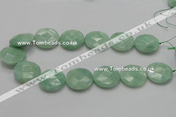 CBJ40 15.5 inches 30mm faceted flat round jade beads wholesale