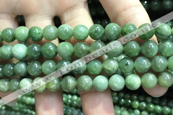 CBJ637 15.5 inches 8mm round Russian green jade beads wholesale