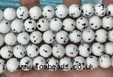 CBJ749 15.5 inches 12mm dalmatian round jade gemstone beads wholesale