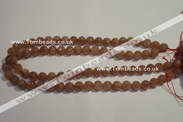 CBQ10 15.5 inches 10mm faceted round strawberry quartz beads