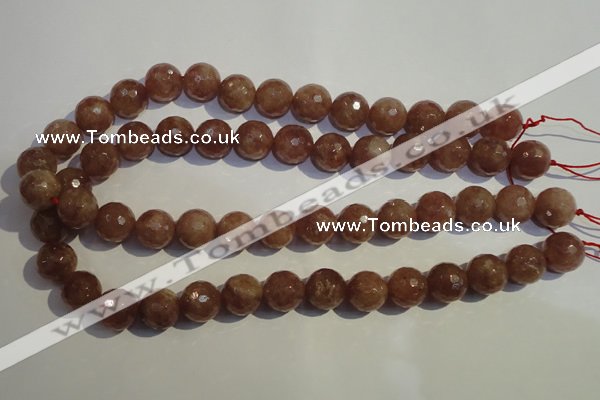 CBQ11 15.5 inches 12mm faceted round strawberry quartz beads