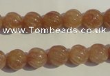 CBQ15 15.5 inches 10mm carved round strawberry quartz beads wholesale