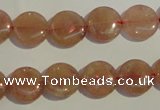 CBQ16 15.5 inches 12mm flat round strawberry quartz beads wholesale