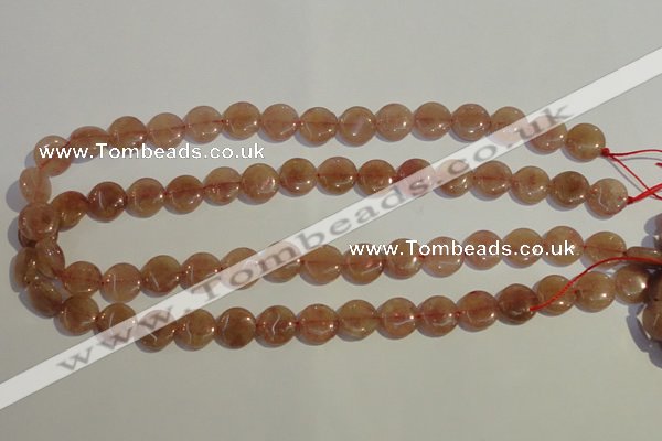 CBQ16 15.5 inches 12mm flat round strawberry quartz beads wholesale