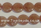 CBQ17 15.5 inches 14mm flat round strawberry quartz beads wholesale