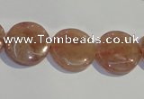 CBQ18 15.5 inches 16mm flat round strawberry quartz beads wholesale