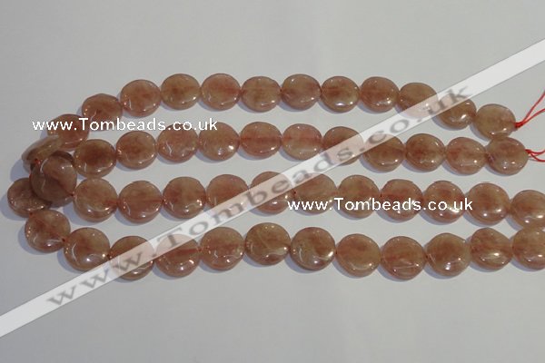 CBQ18 15.5 inches 16mm flat round strawberry quartz beads wholesale