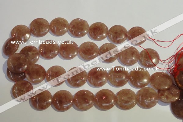 CBQ19 15.5 inches 25mm flat round strawberry quartz beads wholesale