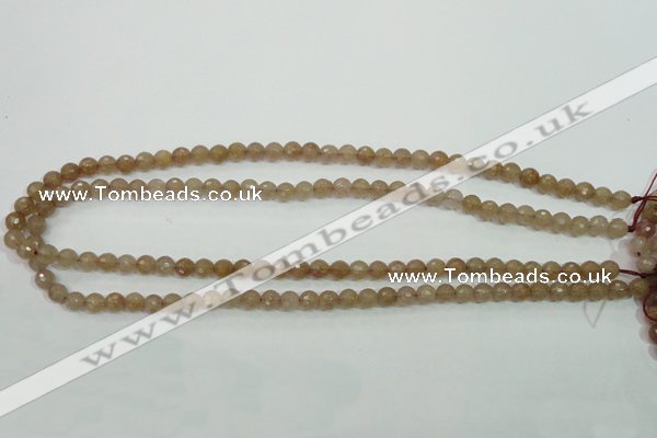 CBQ211 15.5 inches 6mm faceted round strawberry quartz beads