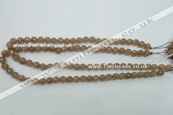 CBQ212 15.5 inches 8mm faceted round strawberry quartz beads