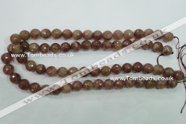 CBQ214 15.5 inches 12mm faceted round strawberry quartz beads