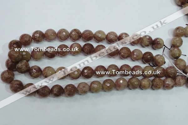 CBQ215 15.5 inches 14mm faceted round strawberry quartz beads