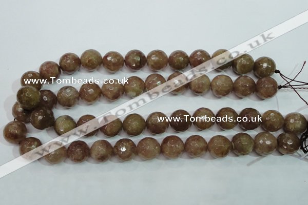 CBQ216 15.5 inches 16mm faceted round strawberry quartz beads