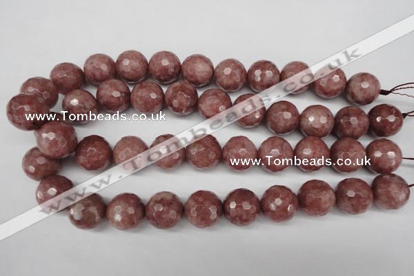 CBQ217 15.5 inches 18mm faceted round strawberry quartz beads