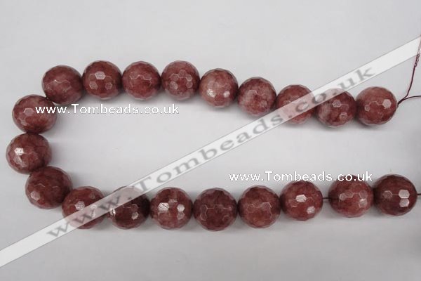 CBQ218 15.5 inches 20mm faceted round strawberry quartz beads