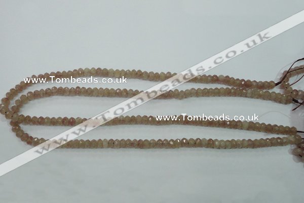 CBQ222 15.5 inches 4*6mm faceted rondelle strawberry quartz beads