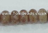 CBQ224 15.5 inches 10*16mm faceted rondelle strawberry quartz beads