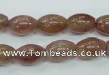 CBQ226 15.5 inches 10*14mm rice strawberry quartz beads