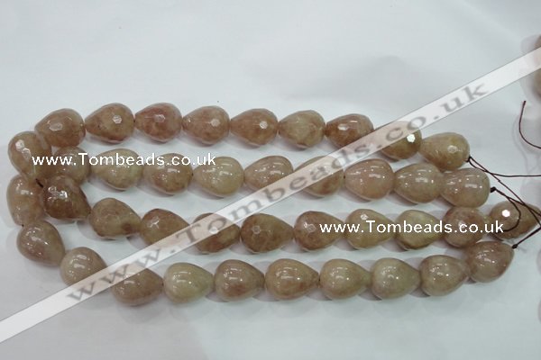 CBQ230 15.5 inches 16*20mm faceted teardrop strawberry quartz beads