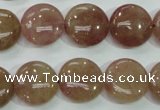 CBQ236 15.5 inches 15mm flat round strawberry quartz beads