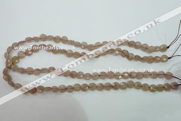 CBQ240 15.5 inches 8mm faceted coin strawberry quartz beads