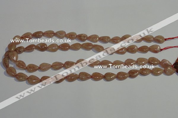 CBQ25 15.5 inches 10*14mm flat teardrop strawberry quartz beads