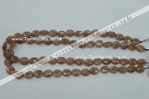 CBQ251 15.5 inches 10*12mm faceted oval strawberry quartz beads