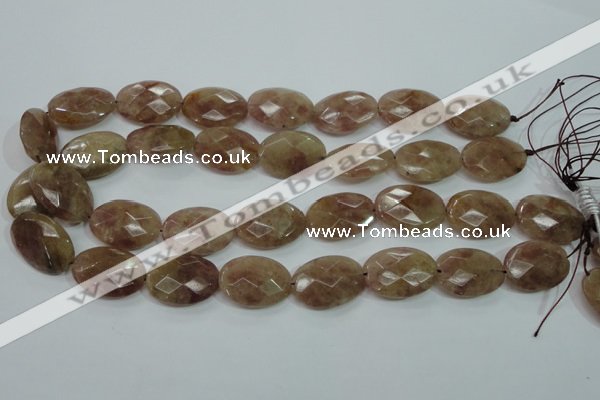 CBQ254 15.5 inches 18*25mm faceted oval strawberry quartz beads