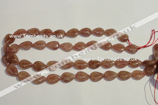 CBQ26 15.5 inches 12*16mm flat teardrop strawberry quartz beads