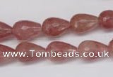 CBQ269 15.5 inches 10*15mm faceted teardrop strawberry quartz beads