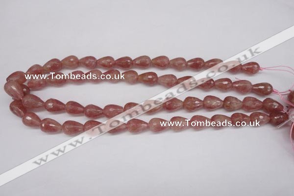 CBQ269 15.5 inches 10*15mm faceted teardrop strawberry quartz beads