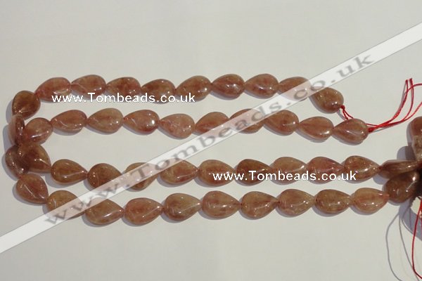 CBQ27 15.5 inches 13*18mm flat teardrop strawberry quartz beads