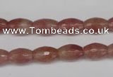 CBQ270 15.5 inches 8*12mm faceted rice strawberry quartz beads