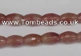 CBQ270 15.5 inches 8*12mm faceted rice strawberry quartz beads